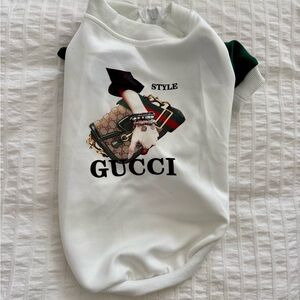 Gucci White and Green Dog T-Shirt
